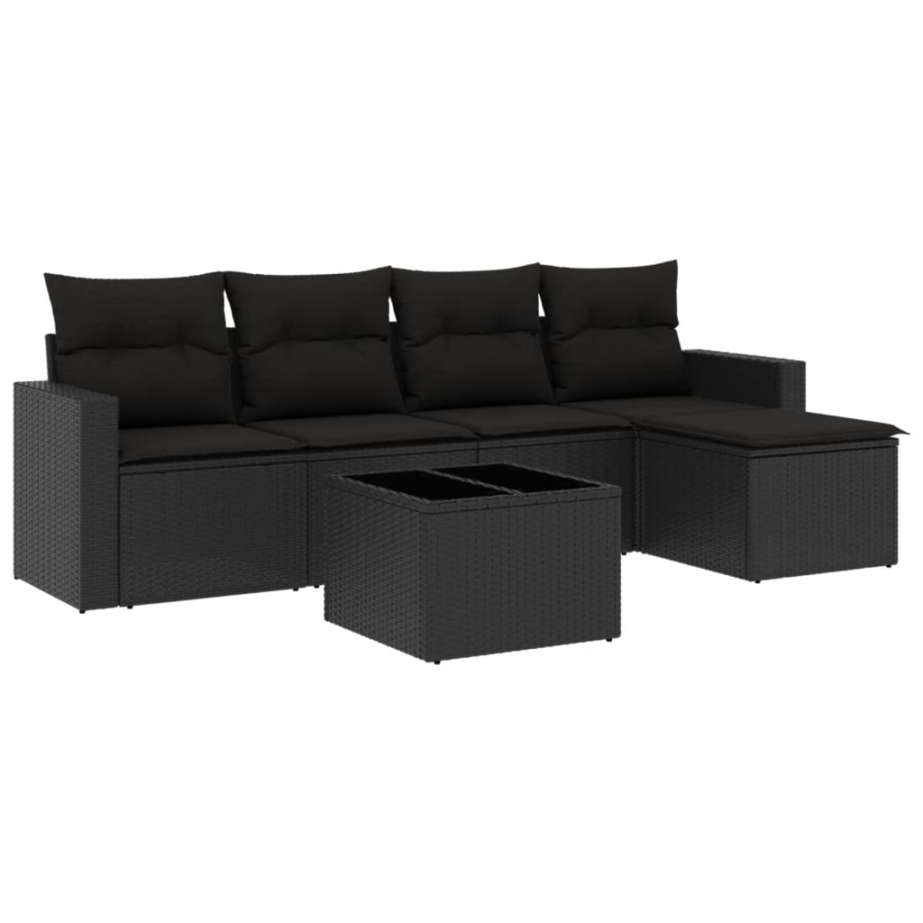 Set Divano da Giardino 6 pz con Cuscini in Polyrattan