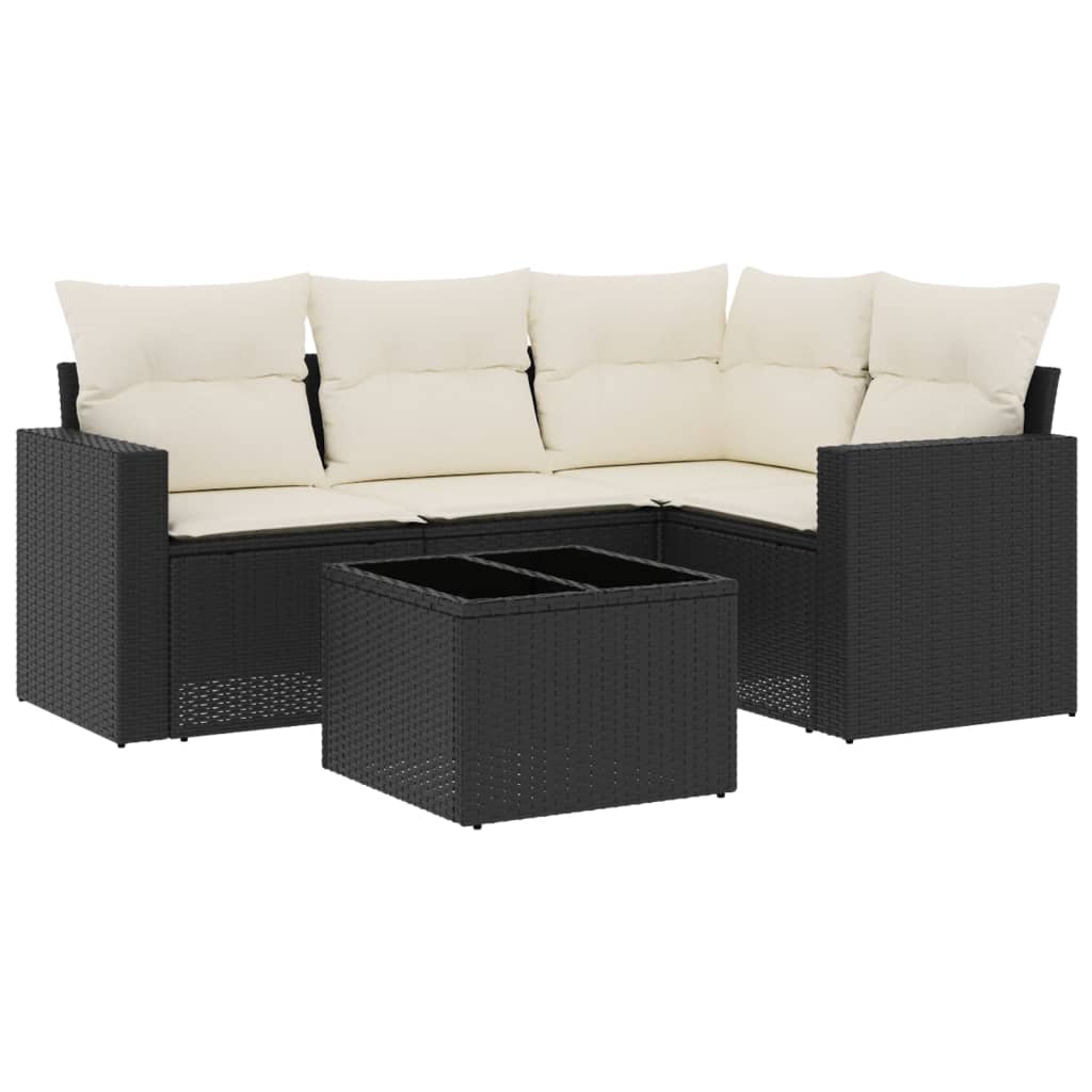 Set Divani da Giardino 5 pz con Cuscini in Polyrattan Nero - homemem39