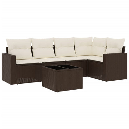Set Divano da Giardino 6 pz con Cuscini in Polyrattan
