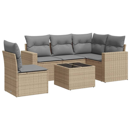 Set Divano da Giardino 6 pz con Cuscini in Polyrattan