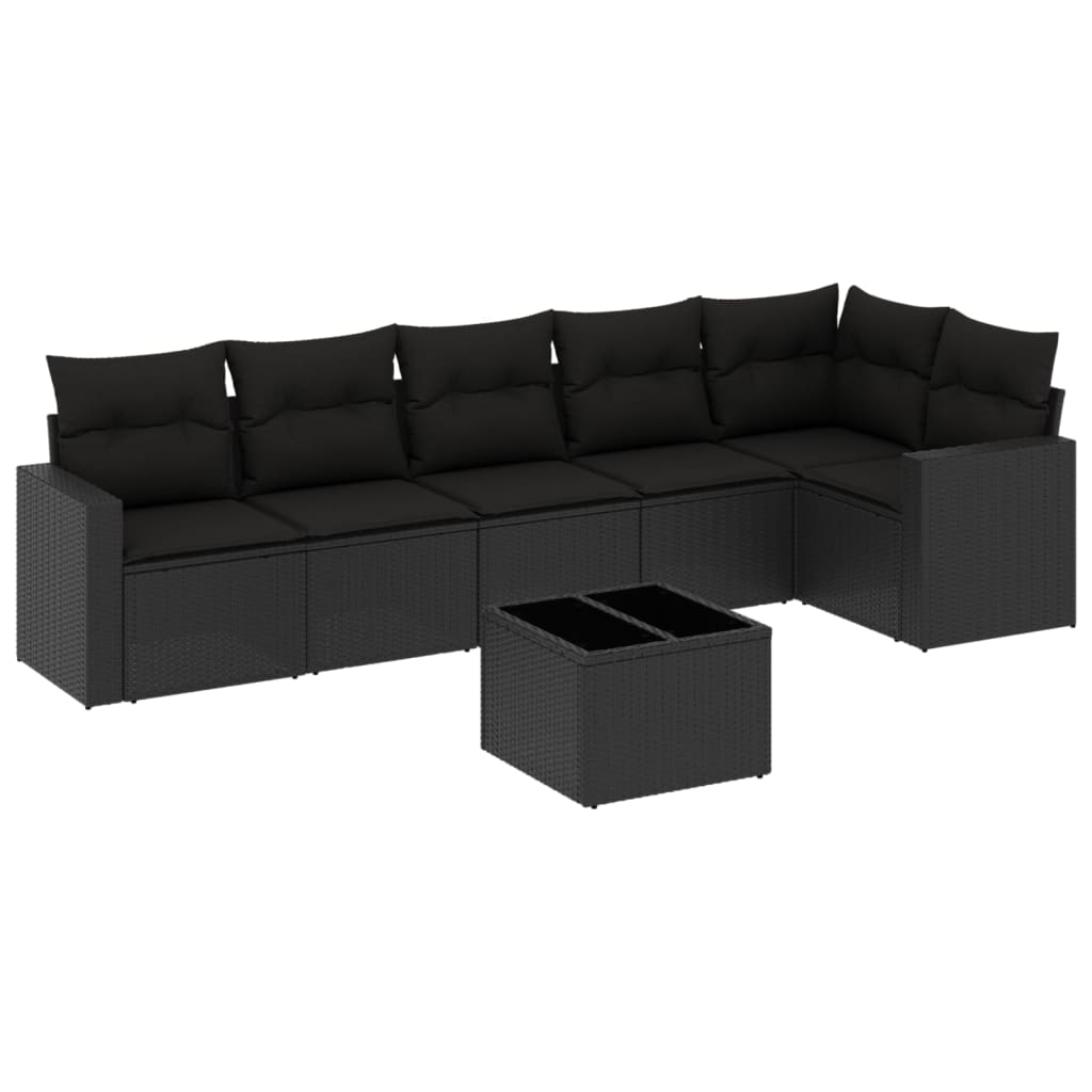 Set Divani da Giardino con Cuscini 7pz Nero Polyrattan - homemem39