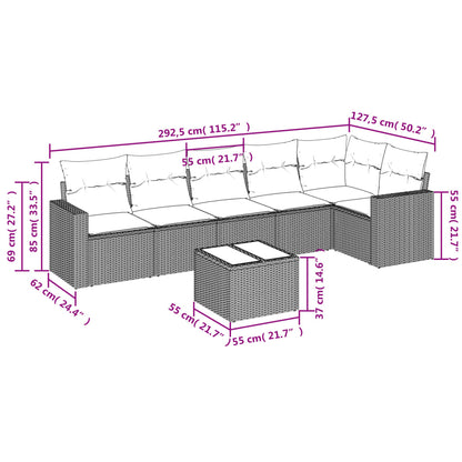 Set Divani da Giardino con Cuscini 7pz Nero Polyrattan - homemem39