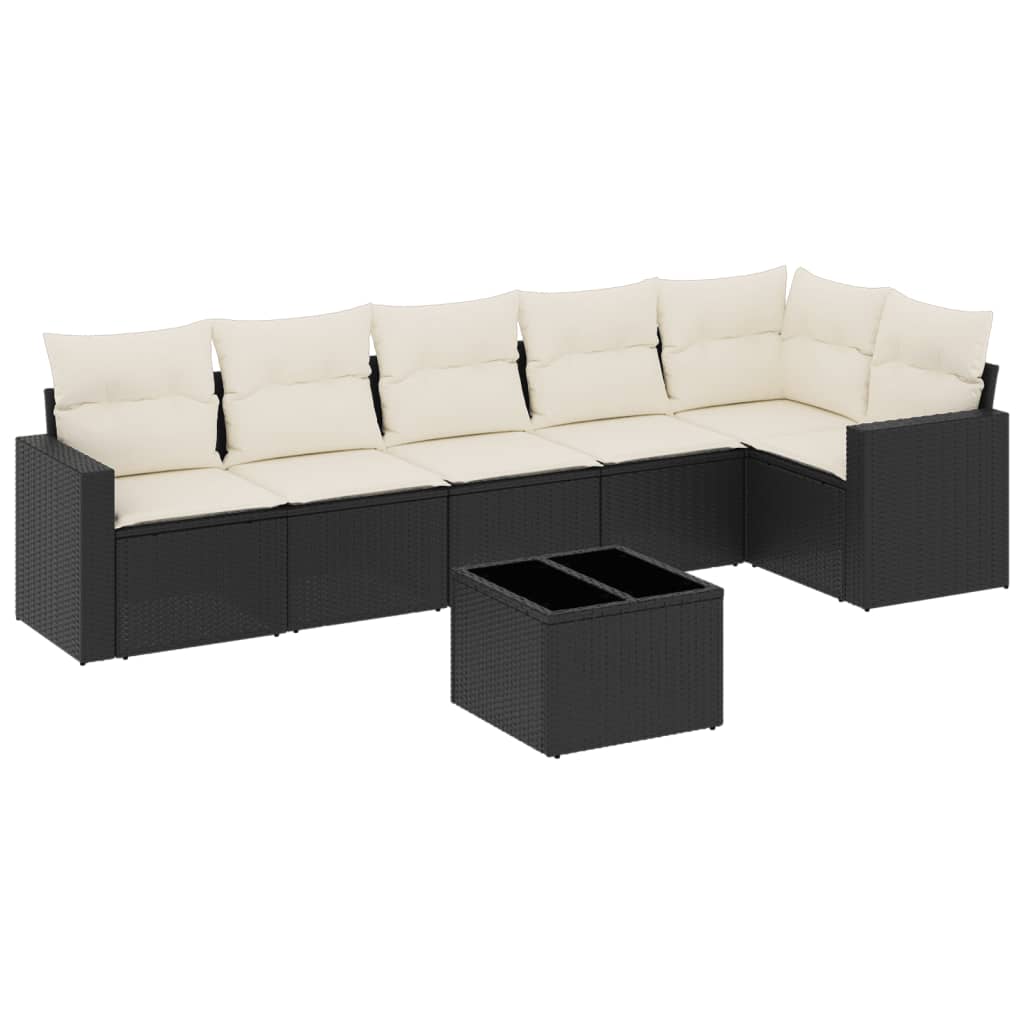 Set Divani da Giardino con Cuscini 7pz Nero Polyrattan - homemem39