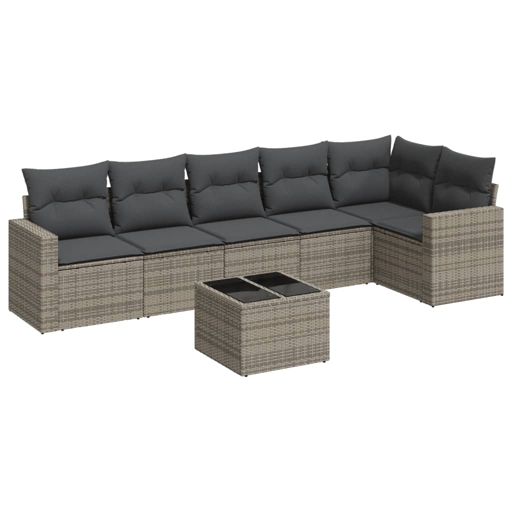 Set Divani da Giardino 7 pz con Cuscini in Polyrattan