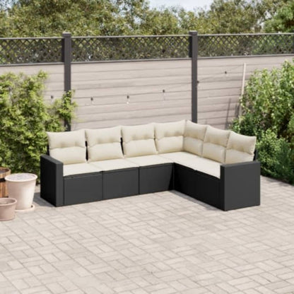 Set Divano da Giardino 6 pz con Cuscini Nero in Polyrattan - homemem39