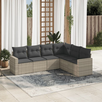 Set Divano da Giardino 6pz con Cuscini Grigio Chiaro Polyrattan - homemem39