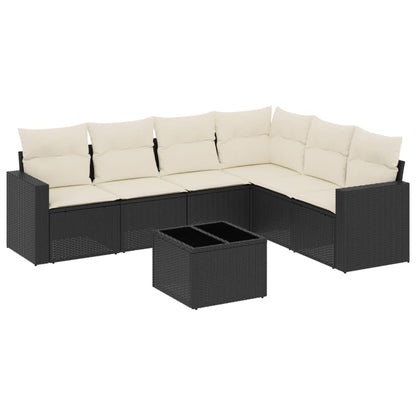 Set Divani da Giardino con Cuscini 7pz Nero Polyrattan - homemem39