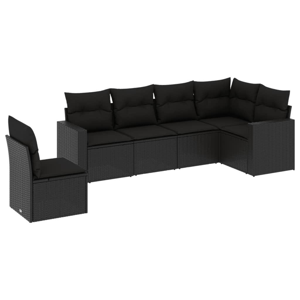 Set Divano da Giardino 6 pz con Cuscini in Polyrattan