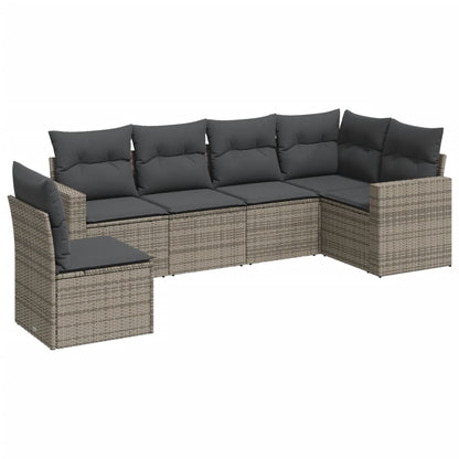 Set Divano da Giardino 6 pz con Cuscini Grigio in Polyrattan - homemem39