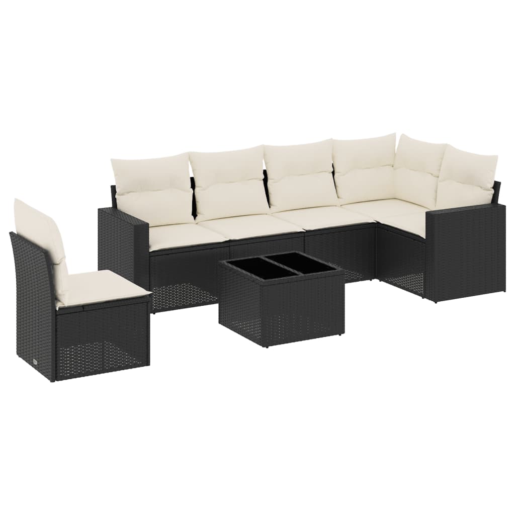 Set Divani da Giardino con Cuscini 7pz Nero Polyrattan - homemem39