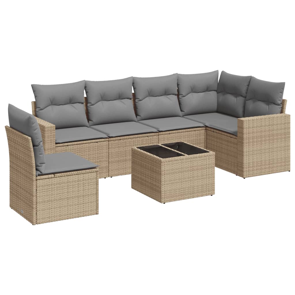 Set Divani da Giardino 7 pz con Cuscini in Polyrattan
