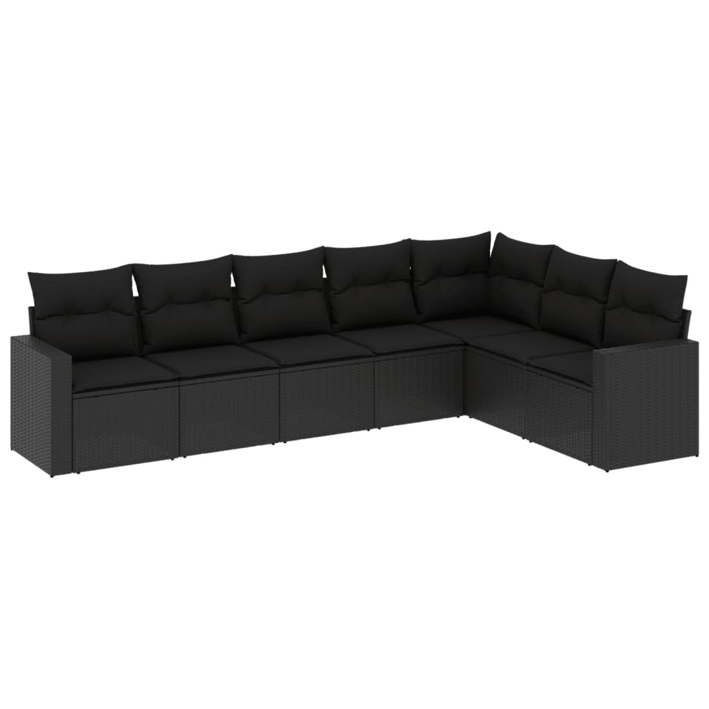 Set Divani da Giardino con Cuscini 7pz Nero Polyrattan - homemem39