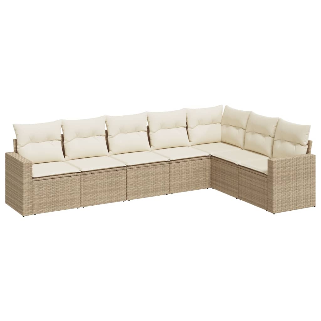 Set Divani da Giardino 7 pz con Cuscini Beige in Polyrattan - homemem39