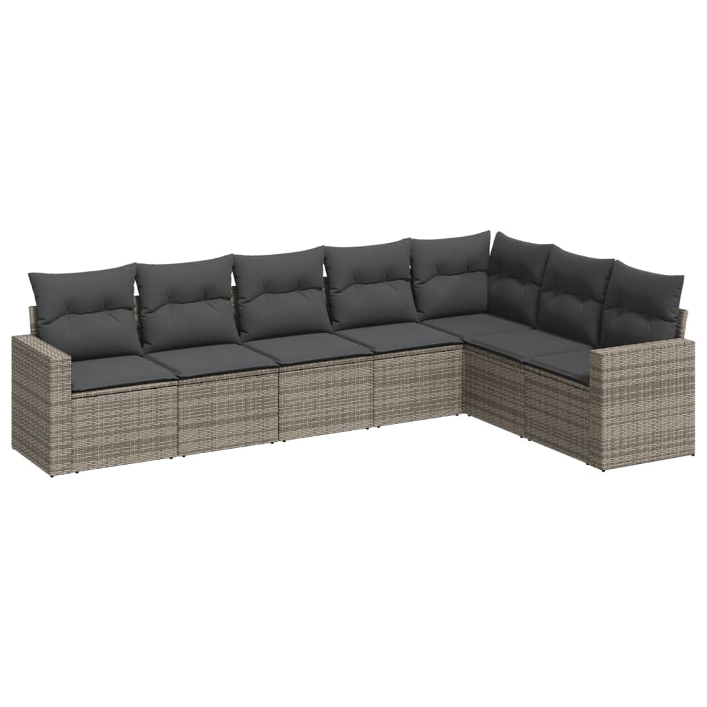 Set Divani da Giardino 7 pz con Cuscini Grigio in Polyrattan - homemem39