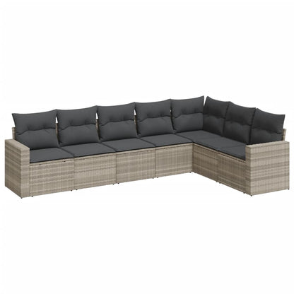 Set Divani da Giardino 7pz con Cuscini Grigio Chiaro Polyrattan - homemem39