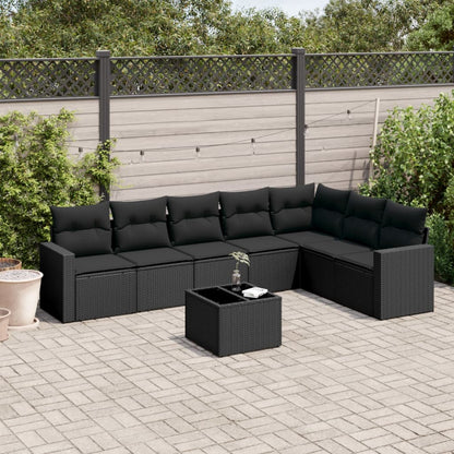 Set Divani da Giardino con Cuscini 8 pz Nero in Polyrattan - homemem39