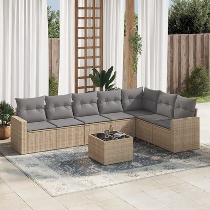 Set Divano da Giardino 8 pz con Cuscini Beige in Polyrattan - homemem39