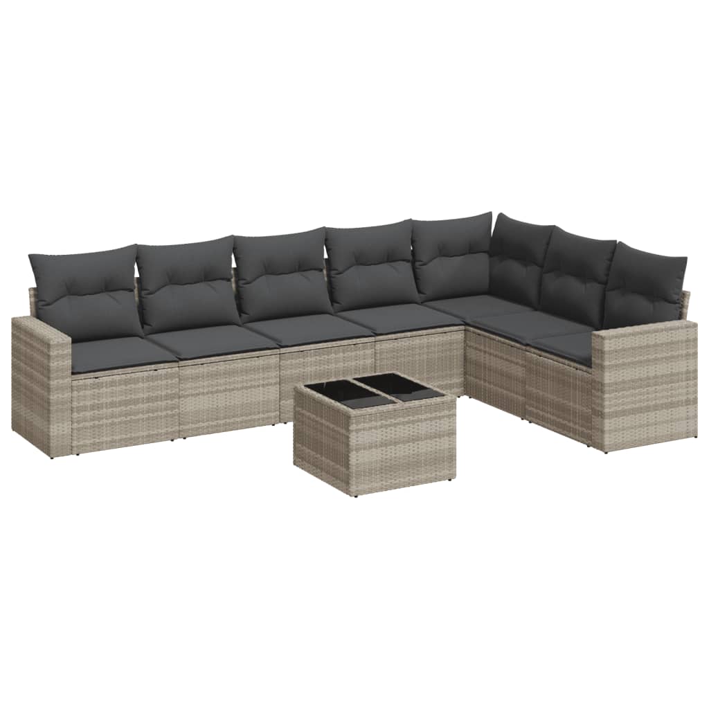 Set Divano da Giardino 8pz con Cuscini Grigio Chiaro Polyrattan - homemem39