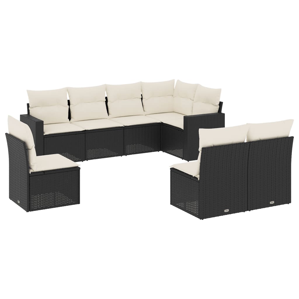 Set Divani da Giardino con Cuscini 8 pz Nero in Polyrattan