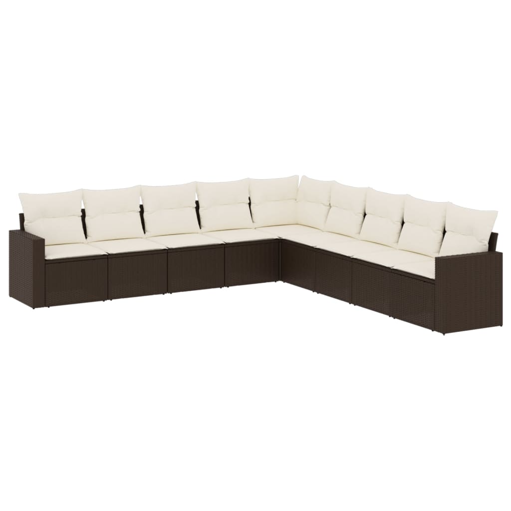 Set Divani da Giardino 9pz con Cuscini Marrone in Polyrattan - homemem39