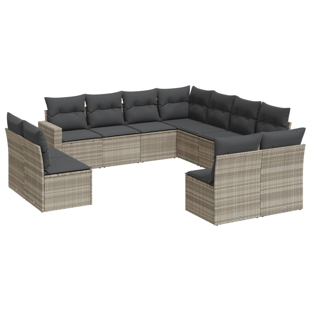 Set Divani da Giardino 11 pz con Cuscini in Polyrattan Grigio - homemem39