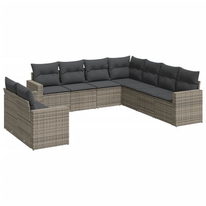 Set Divano da Giardino 9 pz con Cuscini Grigio in Polyrattan - homemem39