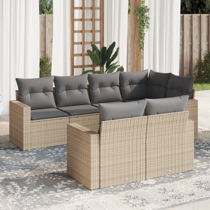 Set Divani da Giardino 7 pz con Cuscini Beige in Polyrattan - homemem39