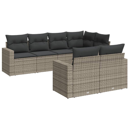 Set Divani da Giardino 7 pz con Cuscini Grigio in Polyrattan - homemem39