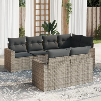 Set Divani da Giardino 7 pz con Cuscini Grigio in Polyrattan - homemem39