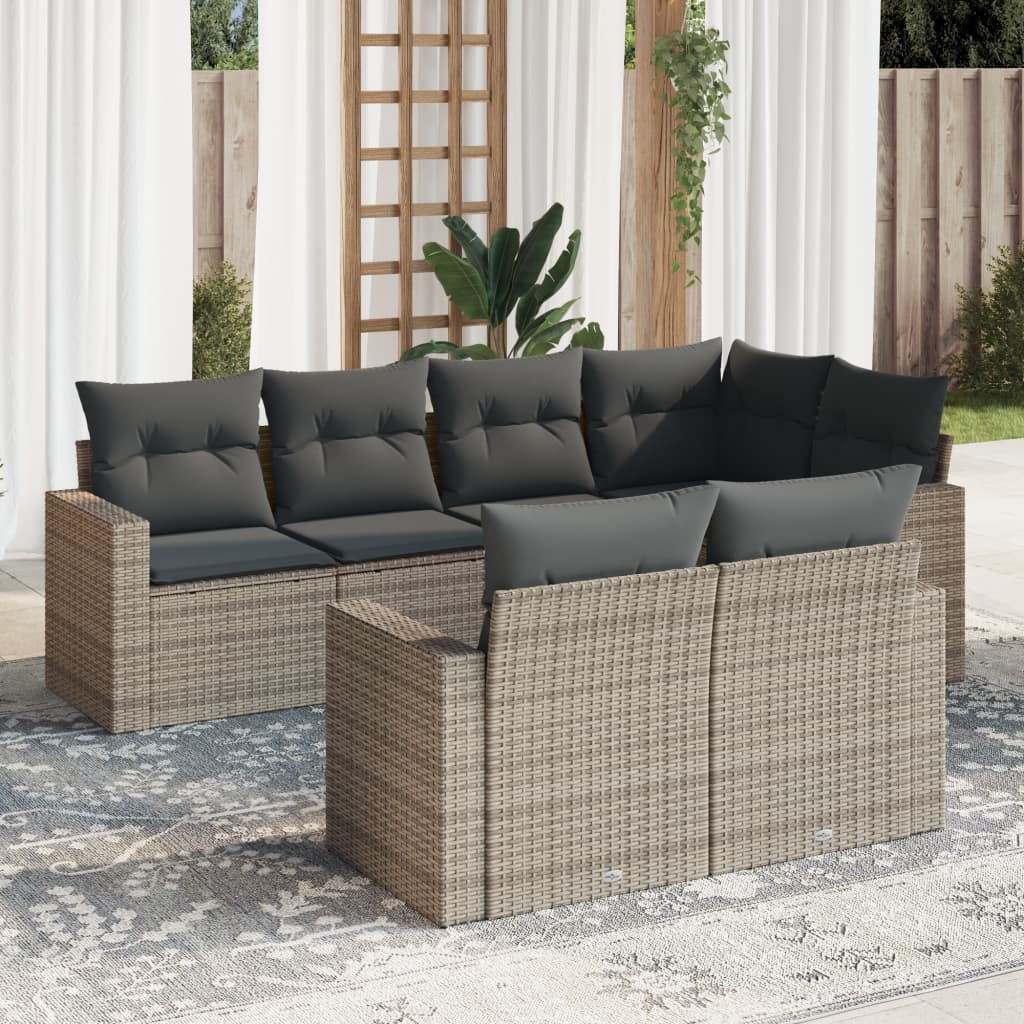 Set Divani da Giardino 7 pz con Cuscini in Polyrattan