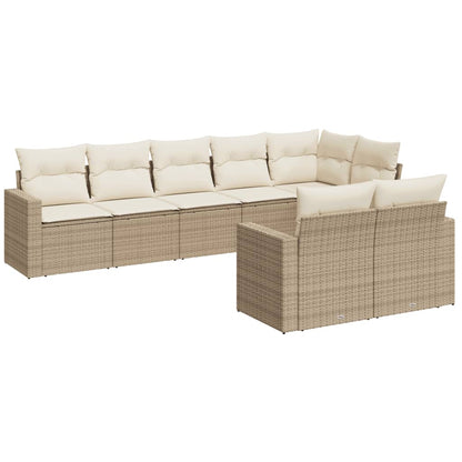 Set Divano da Giardino 8 pz con Cuscini Beige in Polyrattan - homemem39