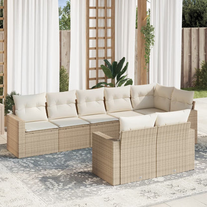 Set Divano da Giardino 8 pz con Cuscini Beige in Polyrattan - homemem39