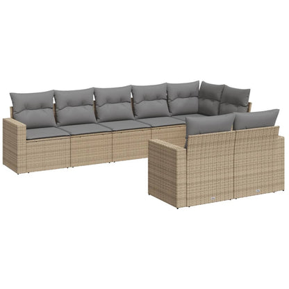 Set Divano da Giardino 8 pz con Cuscini Beige in Polyrattan - homemem39