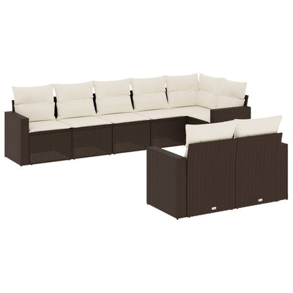 Set Divani da Giardino 8 pz con Cuscini Marrone in Polyrattan - homemem39