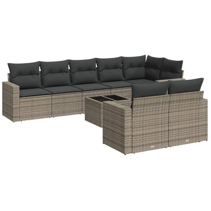 Set Divano da Giardino 9 pz con Cuscini Grigio in Polyrattan - homemem39