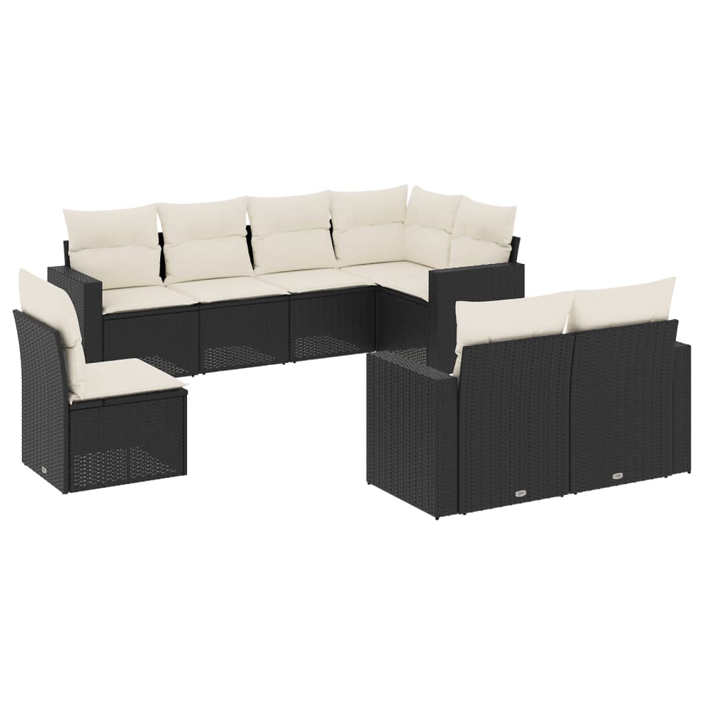 Set Divani da Giardino con Cuscini 8 pz Nero in Polyrattan - homemem39