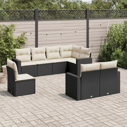 Set Divani da Giardino con Cuscini 8 pz Nero in Polyrattan - homemem39