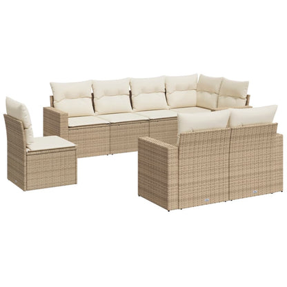 Set Divano da Giardino 8 pz con Cuscini Beige in Polyrattan - homemem39