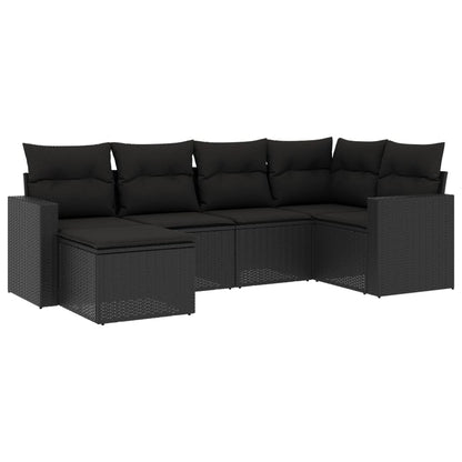 Set Divano da Giardino 6 pz con Cuscini in Polyrattan