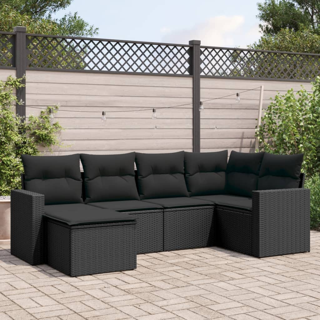Set Divano da Giardino 6 pz con Cuscini in Polyrattan