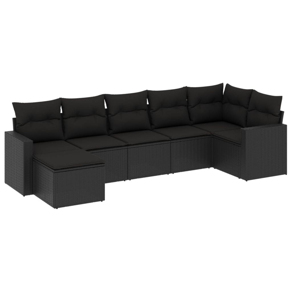 Set Divani da Giardino con Cuscini 7pz Nero Polyrattan - homemem39