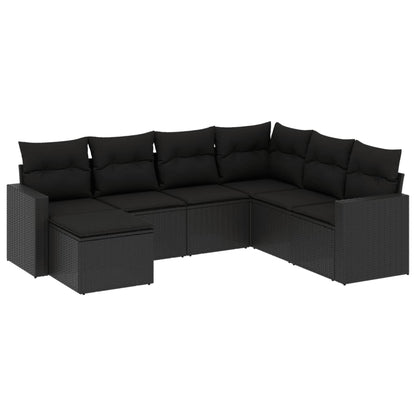 Set Divani da Giardino con Cuscini 7pz Nero Polyrattan - homemem39