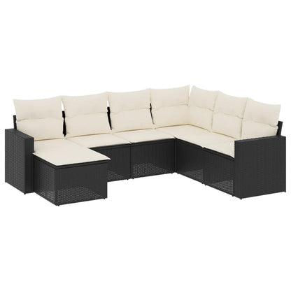 Set Divani da Giardino con Cuscini 7pz Nero Polyrattan - homemem39