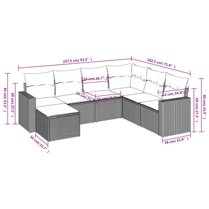 Set Divani da Giardino 7pz con Cuscini Grigio Chiaro Polyrattan - homemem39