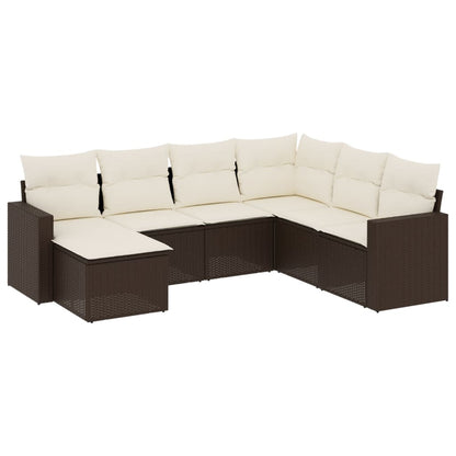 Set Divani da Giardino 7 pz con Cuscini Marrone in Polyrattan - homemem39