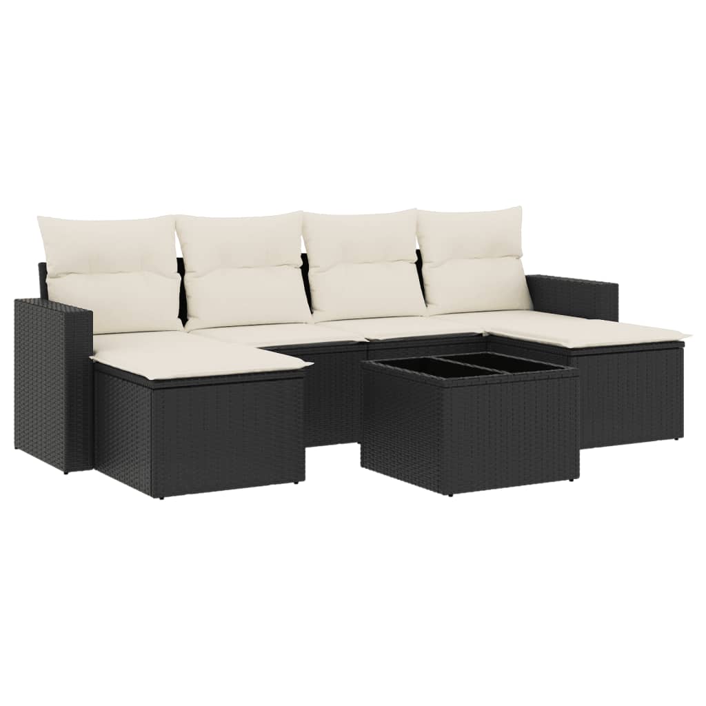 Set Divani da Giardino con Cuscini 7pz Nero Polyrattan - homemem39