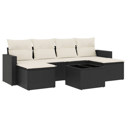 Set Divani da Giardino con Cuscini 7pz Nero Polyrattan - homemem39