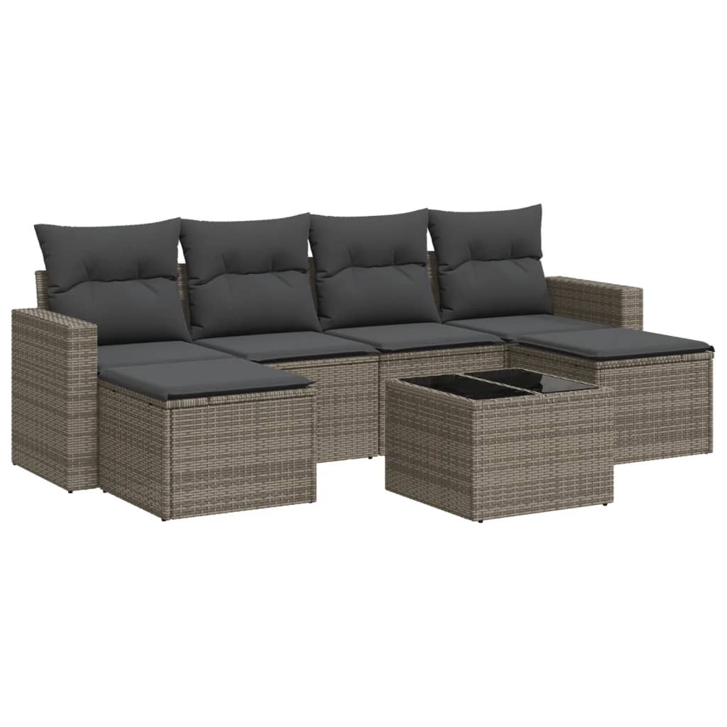 Set Divani da Giardino 7 pz con Cuscini in Polyrattan