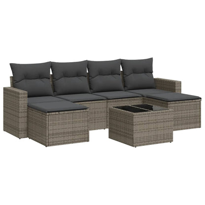 Set Divani da Giardino 7 pz con Cuscini in Polyrattan