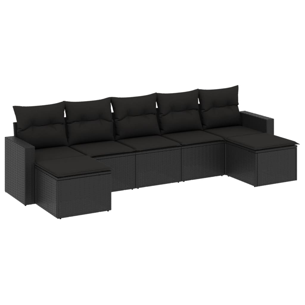 Set Divani da Giardino con Cuscini 7pz Nero Polyrattan - homemem39